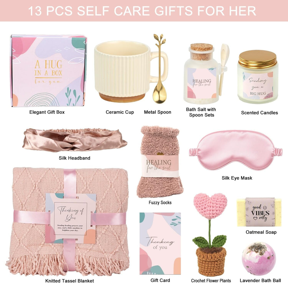 Care Package for Women, Get Well Soon Spa Gift Baskets for Woman, Get Well Gifts for Women after Surgery, Sympathy Self Care Thinking of You Gifts for Womens, Relaxation Bath Sets for Woman Gift