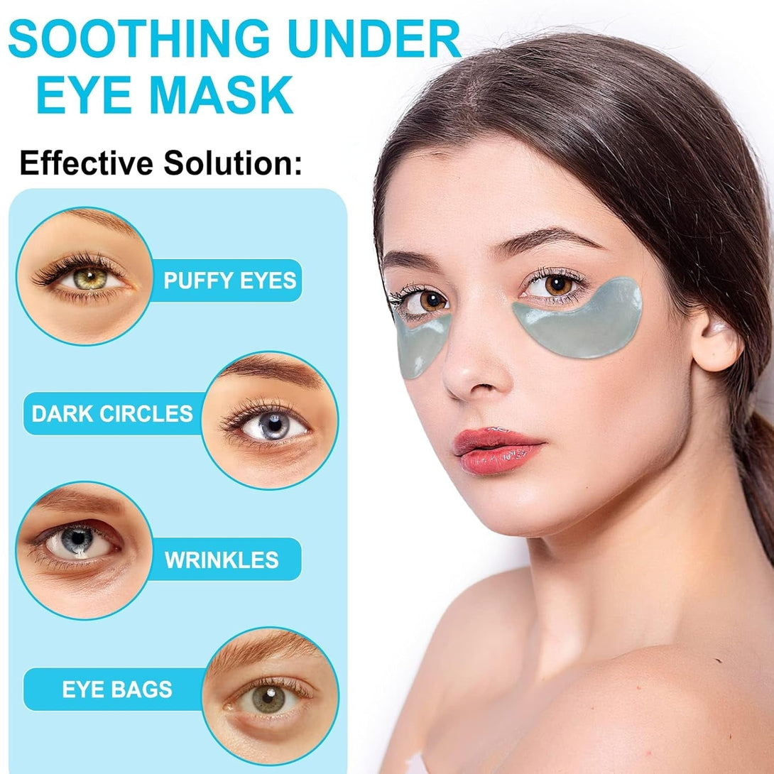 LAVONE under Eye Patches-30 Pairs Hydrating & Anti-Aging Eye Mask Skin Care for Dark Circles and Puffiness,Reduce Wrinkles,Eye Bags and Fine Lines,Eye Masks for Women and Man,With Hair Clips