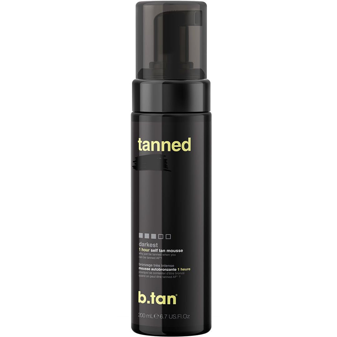 B.Tan Dark Self Tanner Mousse | Get Tanned - Best, 1 Hour Express Sunless Tanning Foam, No Fake Tan Smell, Ultra Dark Bronzing Glow, Face & Body, Vegan, Cruelty Free, 6.7 Fl Oz