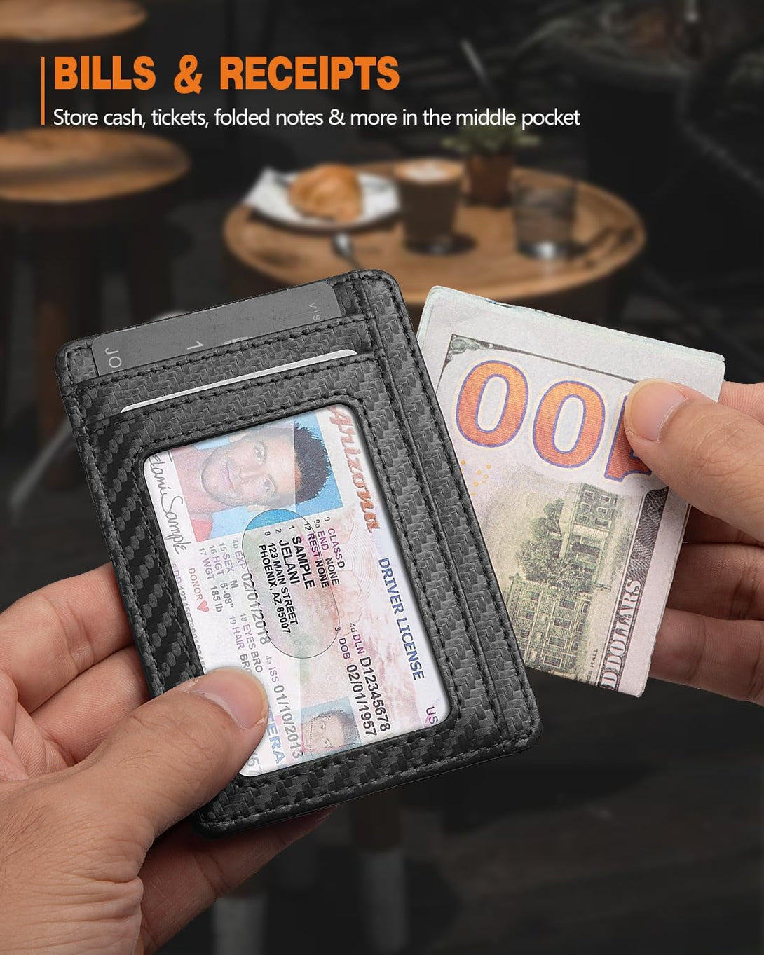 RUNBOX Black Slim Minimalist RFID Blocking Front Pocket Leather Wallets for Men Women Gift Box