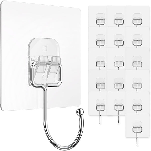 Adhesive Hooks for Hanging 33Lbs Heavy Duty Towel Coat Hooks Waterproof Self Adhesive Wall Hooks for Bathroom Shower Kitchen Door Home Improvement Utility Hook