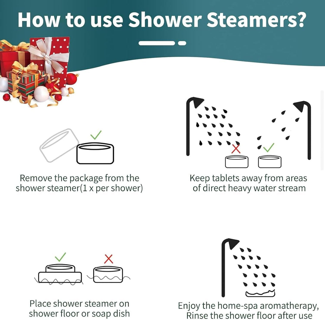 Shower Steamers Aromatherapy-Christmas Gift Stocking Stuffer for Women Men, 8 Pack Gifts for Women, Shower Bombs with Natural Essential Oil Christmas Stocking Stuffer