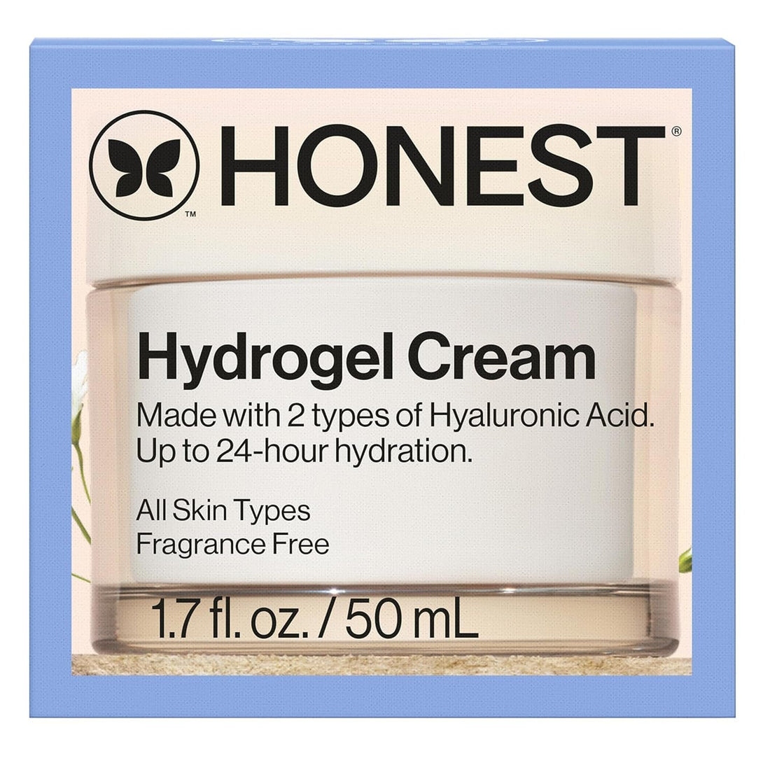 Honest Beauty Hydrogel Cream with Hyaluronic Acid | Lightweight, Moisturizing Water Cream | Gentle for Sensitive Skin, Fragrance Free, Vegan | 1.7 Fl Oz