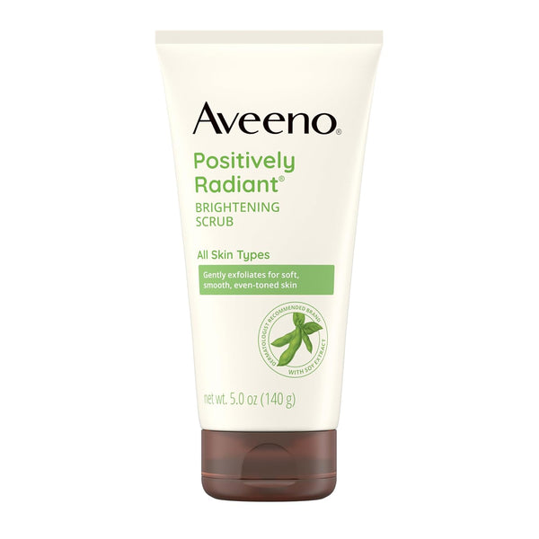 Aveeno Positively Radiant Skin Brightening Exfoliating Daily Facial Scrub, Moisture-Rich Soy Extract, Helps Improve Skin Tone & Texture, Oil-& Soap-Free, Hypoallergenic, 5 Oz
