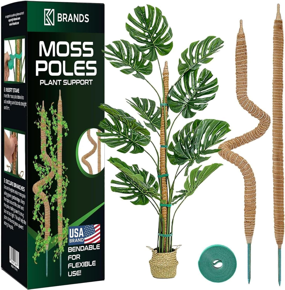 2 Pack 28'' Bendable Moss Pole Monstera Plant Support for Climbing Indoor Plants - Stakes for Potted Climbers - Tall Sticks Indoor Trellis for Houseplants - Accessories for Monstera Pot