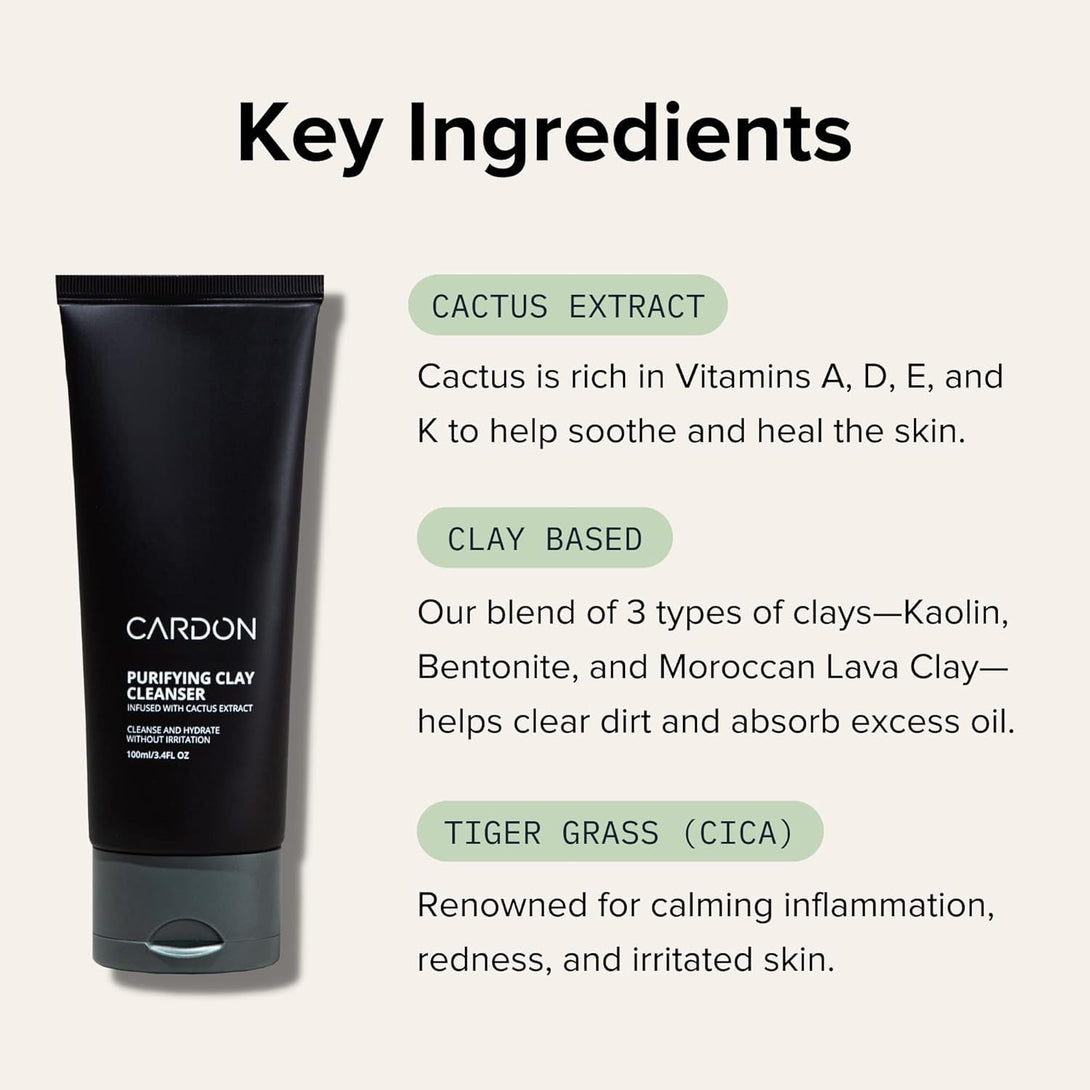 Cardon Men'S Deep Pore Cleaning Clay Face Wash, 4X Better than Charcoal, Oily, Acne-Prone Skin | Korean Premium Skin Care | Remove Face Oil & Dirt, (1 CT)