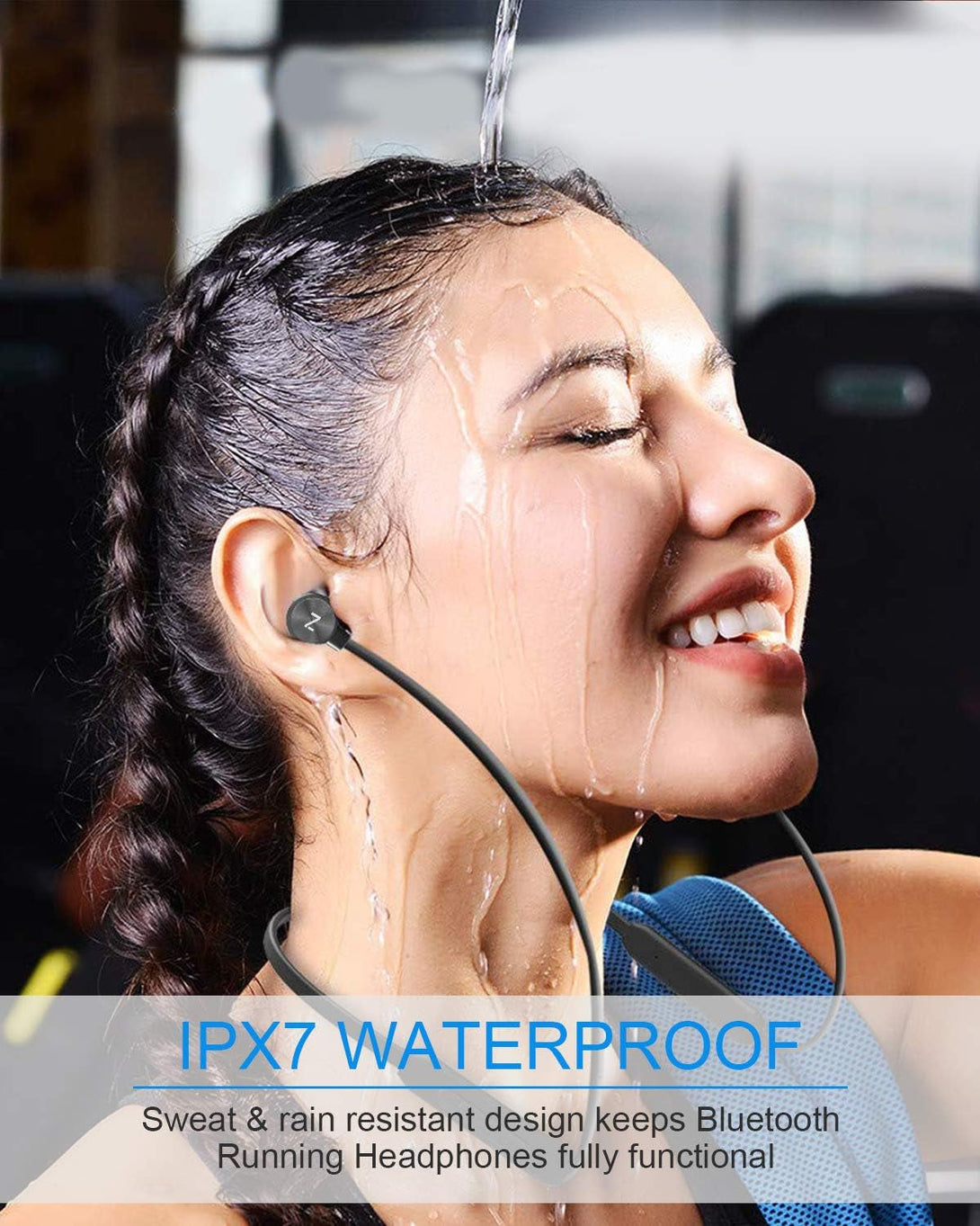 NANAMI Earbuds, Update Bluetooth Wireless Headphones, IPX7 Waterproof, In-Ear Earphones with Mic, Magnetic Neckband, Hifi Stereo Deep Bass Noise Cancellation Headsets,18 Hours Playtime for Gym,Sports