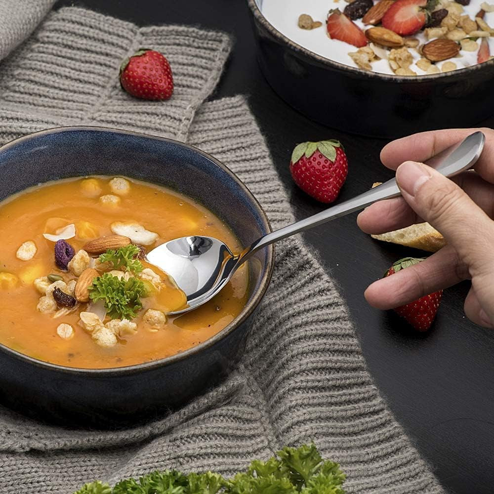 Soup Spoons, 8-Piece Stainless Steel Spoons Heavy-Weight Spoon Flatware