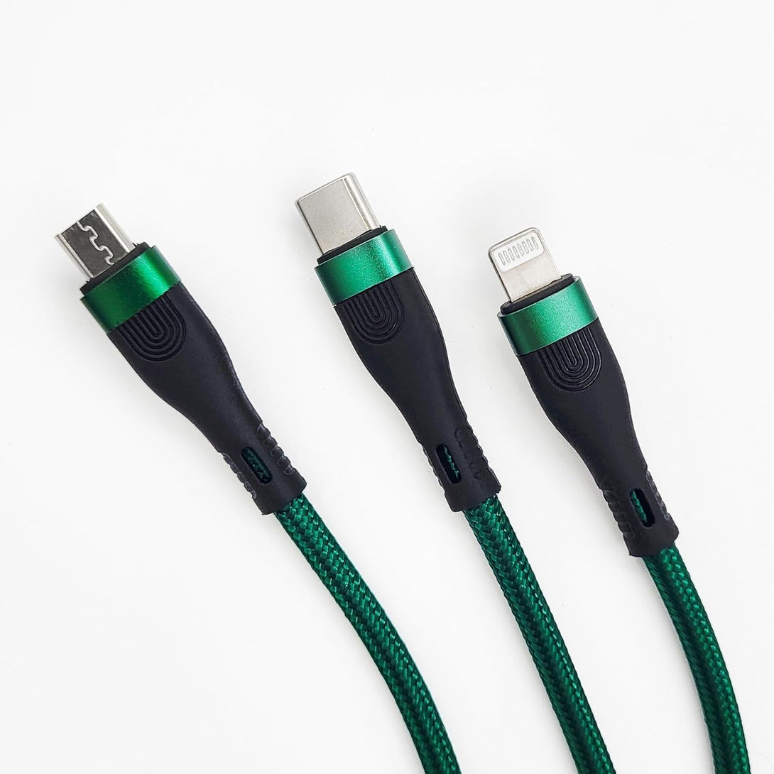 M.A.D LAB 3-In-1 Charging Cable: USB-C to Micro USB to Ios Devices to USB-C - 100W Fast Charging & Data Transfer (Type C Only) for Phones, Tablets, Laptops
