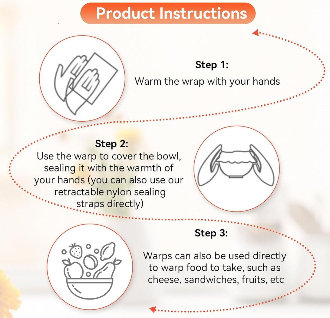 Beeswax Food Wraps Reusable 6-Pack - 3 Sizes + Elastic Storage Wraps for Containers | Reusable Beeswax Bowl Covers & Stretchable Food Wrap | Plastic-Free Storage for Sandwiches, Leftovers, Mason Jars