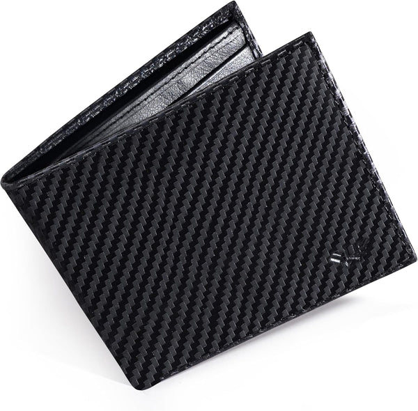 LUXEORIA Full Grain Genuine Leather Wallet for Men, Handcrafted Travel Wallet, Minimalist Mens Slim Bifold Wallet, Anti-Theft RFID Blocking Wallet for Men'S, Bi-Fold - Carbon