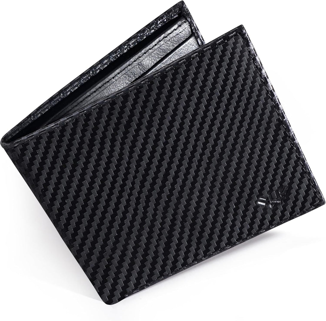 LUXEORIA Full Grain Genuine Leather Wallet for Men, Handcrafted Travel Wallet, Minimalist Mens Slim Bifold Wallet, Anti-Theft RFID Blocking Wallet for Men'S, Bi-Fold - Carbon