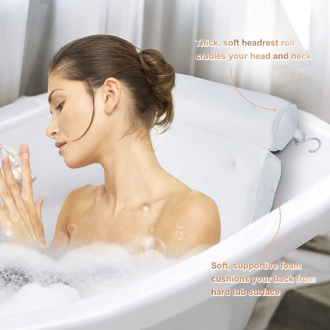 Bath Pillow for Tub, Luxury Bathtub Pillow Back Neck Support Pillow, Relaxing Spa Headrest Cushion for Women Adults Gifts, Must Have Comfort Bathtub Accessories