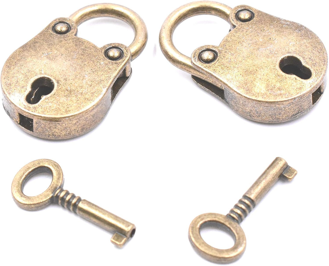 2Pcs Old Vintage Antique Style Mini Archaize Padlocks Key Lock with Key