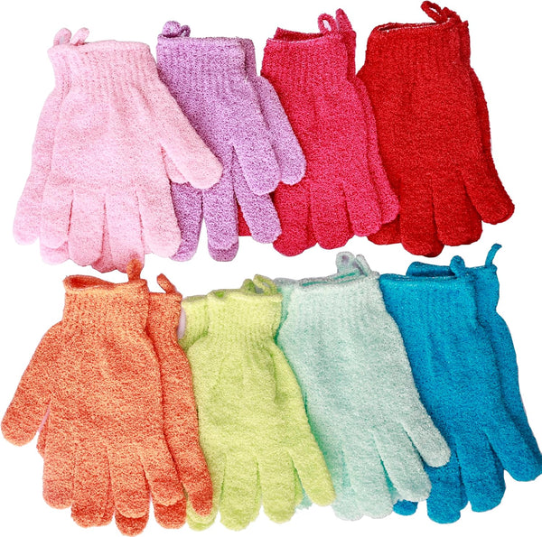 16 Pcs Exfoliating Bath Gloves Shower Gloves, 8 Colors Double Sided Exfoliating Gloves for Beauty Spa Massage Skin Shower Body Scrubber Bath Accessories, Made of Nylon