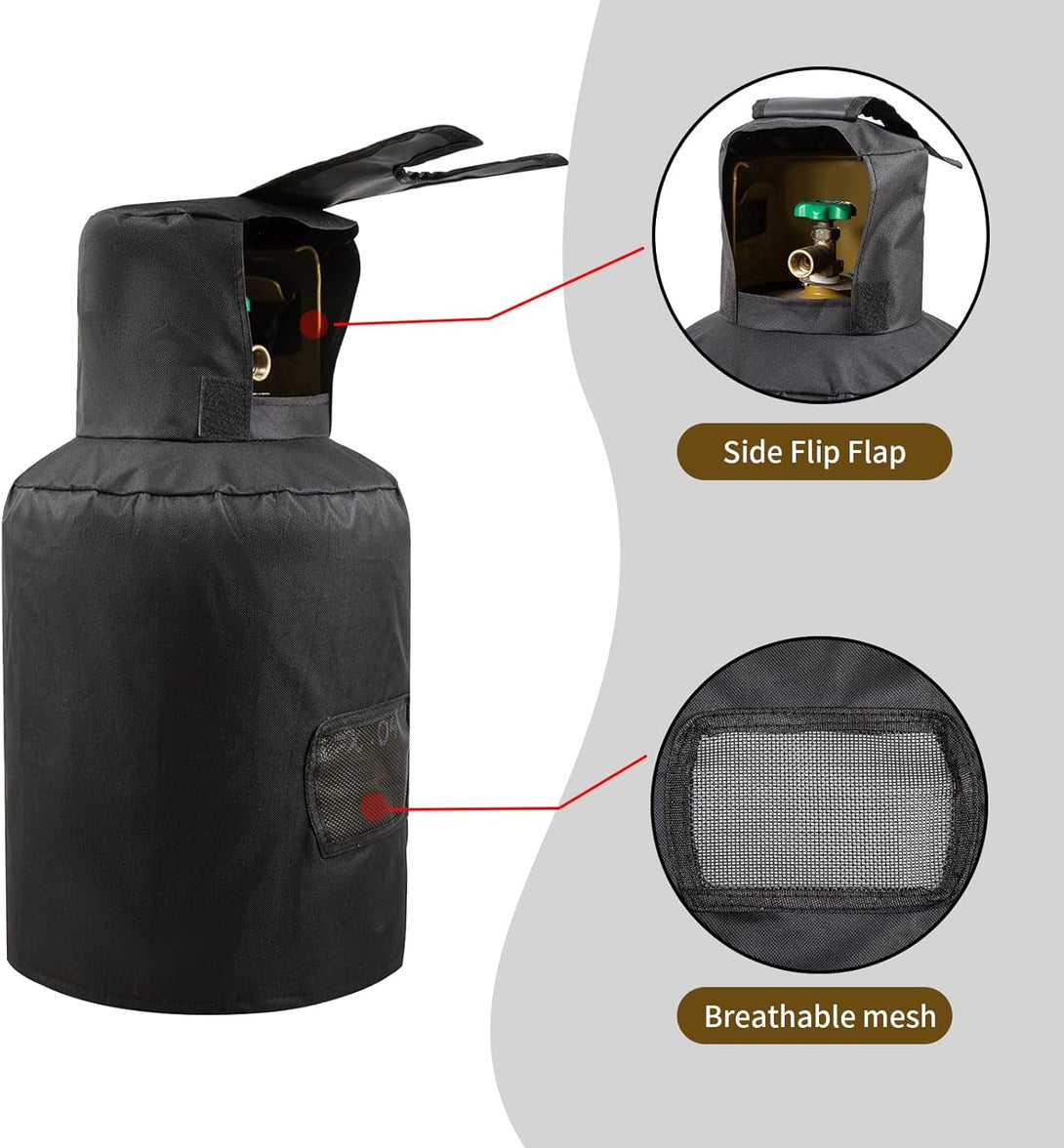 20Lb Propane Tank Cover ,Ventilated Propane Gas Can Protection Covers, Heavy Duty RV Propane Tank Cover, Propane Bottle Storage Bag, Waterproof & Weather Resistant, Black, 12.5 X 12.5 X 24 Inches