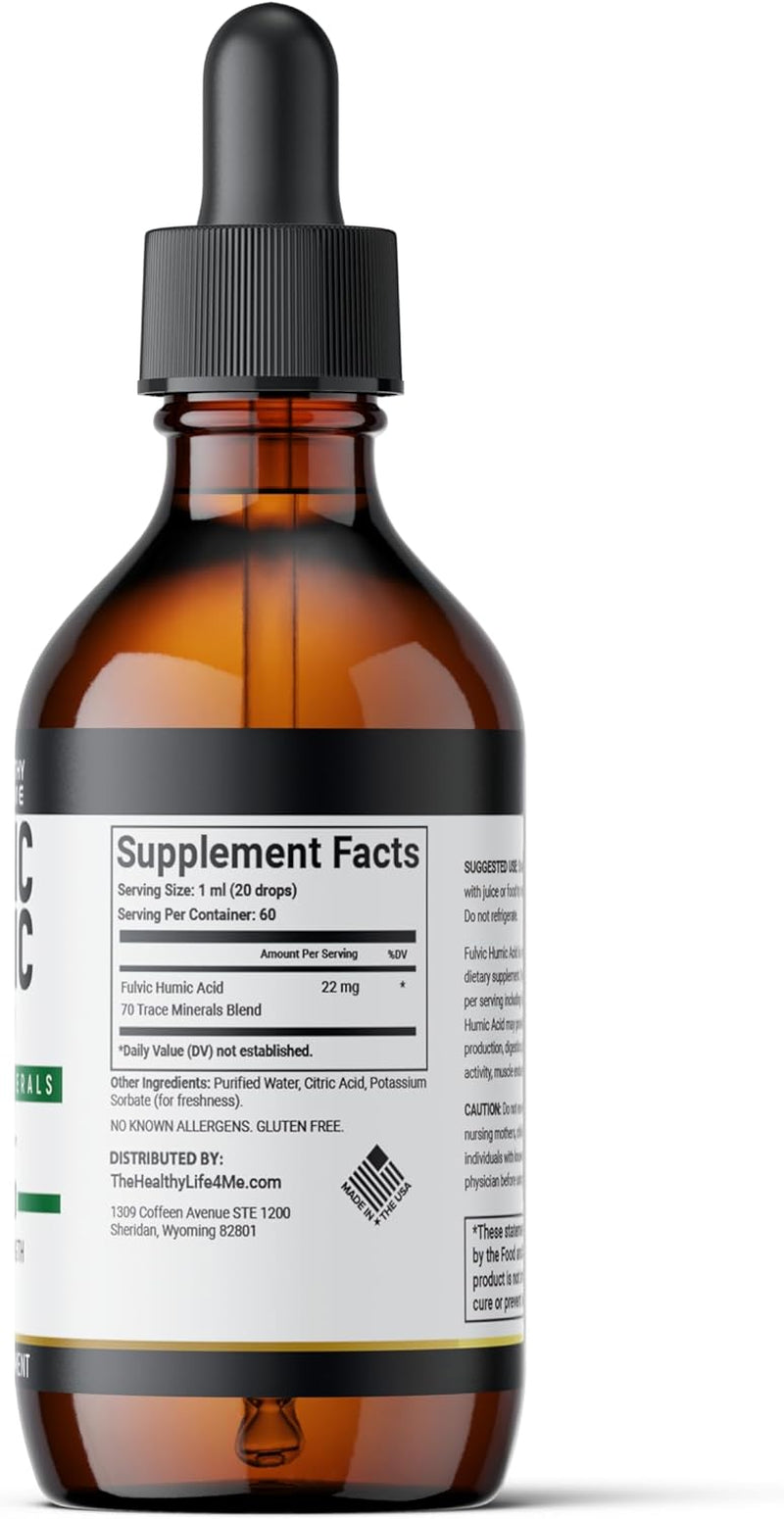 Organic Fulvic Acid + 72 Trace Minerals | Digestion | Hydration | Keto, Dietary Supplement Drop| Energy | Ph Balance | 2-Month Supply | the Healthy Life 4 ME