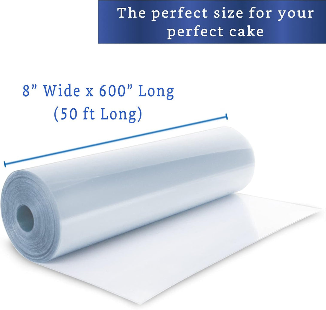 Cake Collar 8 X 600 in (50Ft) - Acetate Roll - Acetate Sheets for Baking - Cake Wrapping Plastic - Acetato Para Reposteria - Acetato Para Pasteles