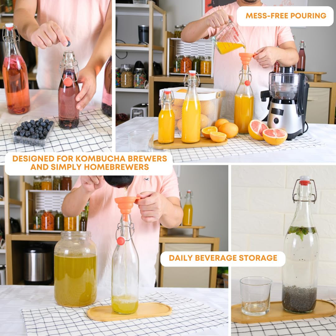 Fastrack Swing Top Glass Bottles - 8.5 Oz Pack of 8 - Amber Flip Top Bottles for Carbonated Drinks, Clear Glass Kombucha, Fermentation, Water - Food Grade & Eco-Friendly