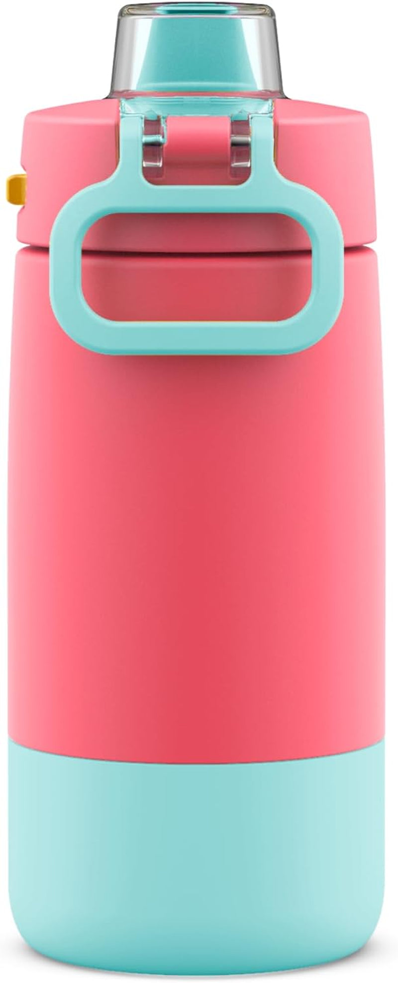 Ello Kids Colby 12Oz Stainless Steel Insulated Water Bottle with Straw and Built-In Silicone Coaster Carrying Handle and Leak-Proof Locking Lid for School Backpack, Lunchbox, and Outdoor Sports