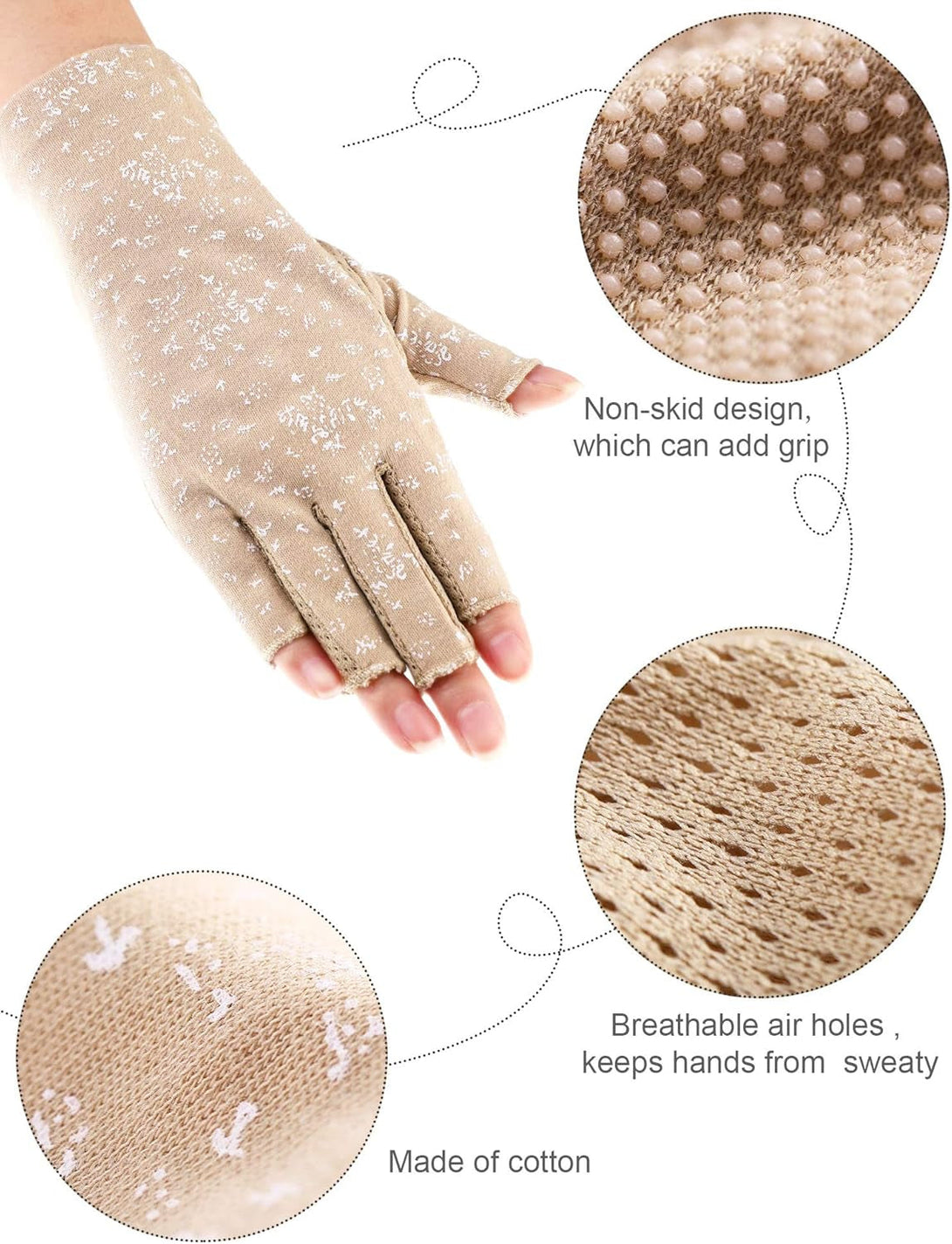 Maxdot Women Sunblock Fingerless Gloves UV Protection Driving Gloves Summer Mitten Non Slip for Outdoor Cycling Manicures