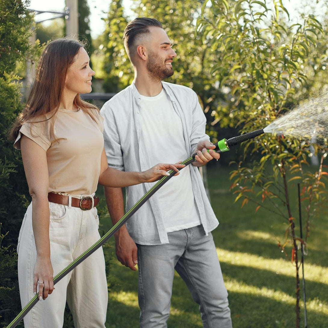 WORKPRO 5/8 in X 10 FT Garden Hose, Heavy Duty, Flexible, Lightweight Water Hose with Bi-Material 360° Rotation Handle, 3/4" GHT Solid Brass Fittings, for Outdoor, Lawn, Garden & Yard, Car Wash
