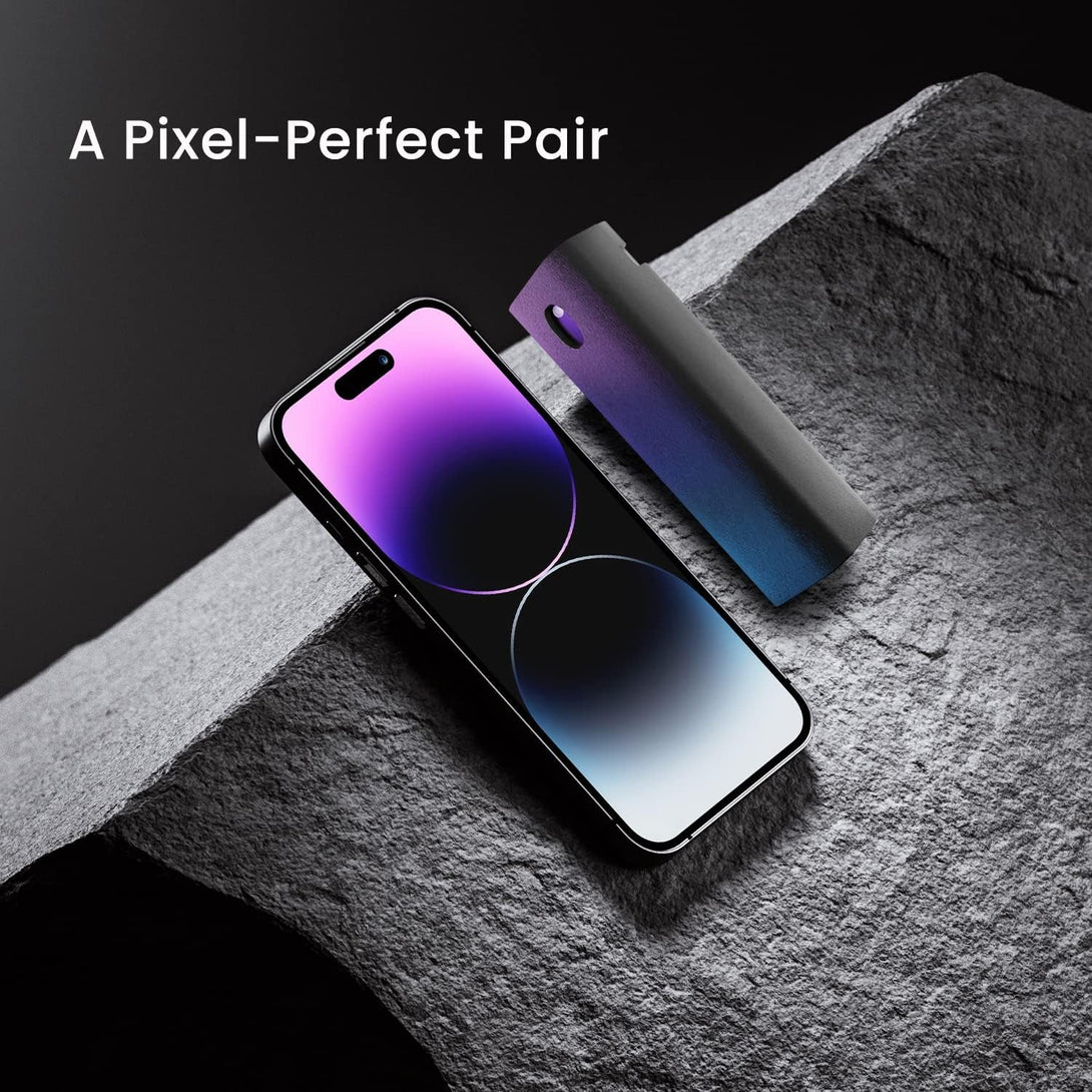 EVEO Screen Cleaner Spray and Wipe - 2-In-1 Car Screen Cleaner & Iphone Cleaner Touchscreen Mist Cleaner for Laptop, Computer, Macbook, Ipad and More - Streak-Free Shine - Grey