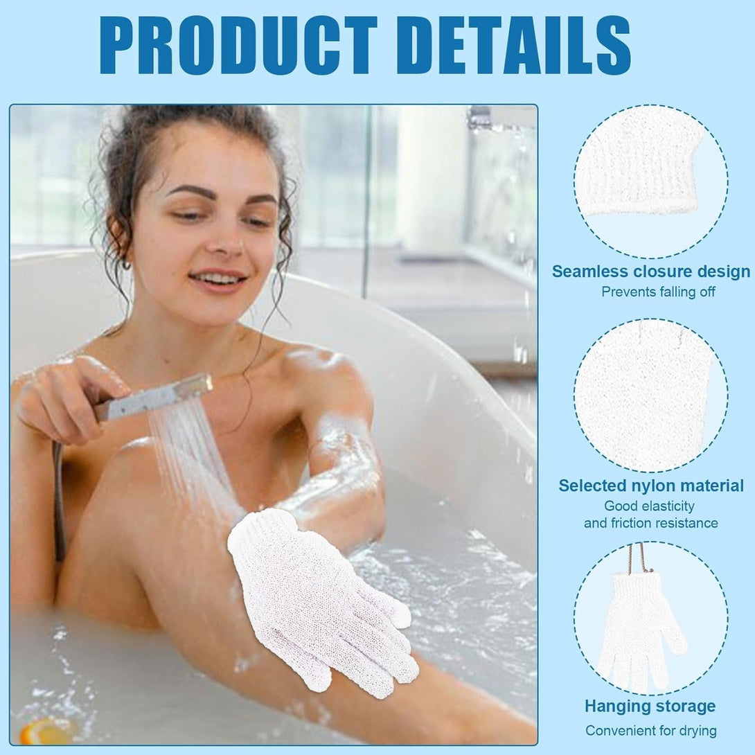 60Pcs Exfoliating Gloves Bulk, Scrub Gloves Exfoliating Body Scrubber Glove Exfoliator for Body Scrub Mitt, Bath Gloves for Shower Exfoliating Shower Gloves for Women Bathing Accessories(White)