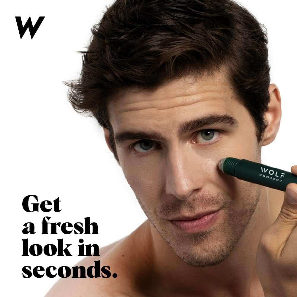 Wolf Project under Eye Roller - Korean Beauty, with Caffeine, Vitamin C and Peptides - Energizing Serum for Dark Circles and Puffiness, Fine Lines, Wrinkles - Gel-Based Brightening Cream