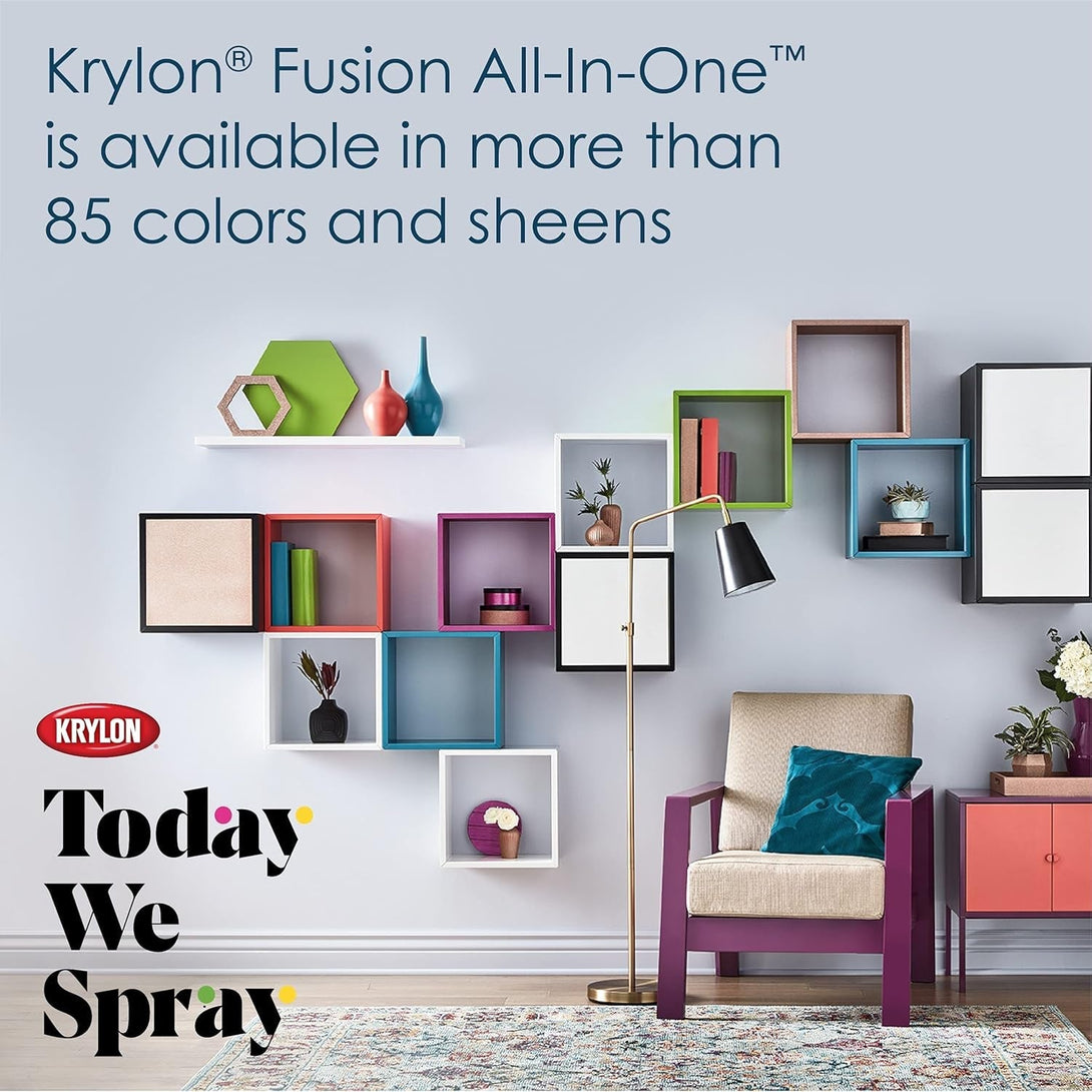 12 Oz Krylon K02732007 Black Fusion All-In-One Paint & Primer Spray Paint, Satin