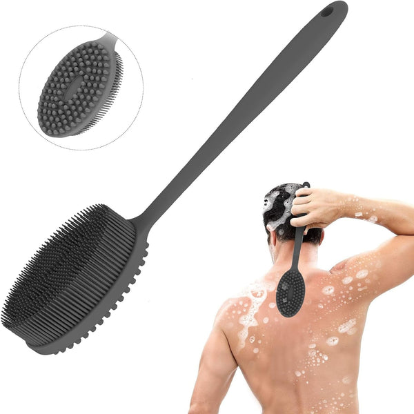 Mateeylife Silicone Body Scrubber Exfoliator with Handle, Gentle Back Scrubber for Shower, Shower Brush for Body, Bath Back Brush for Shower, Silicone Loofah Body Scrubber, Bath Scrubber for Body