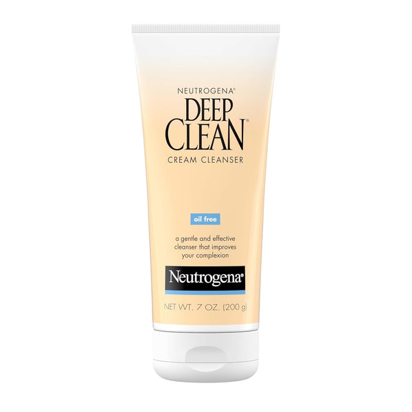 Neutrogena Deep Clean Daily Facial Cream Cleanser with Beta Hydroxy Acid to Remove Dirt, Oil & Makeup, Alcohol-Free, Oil-Free & Non-Comedogenic, 7 Fl. Oz