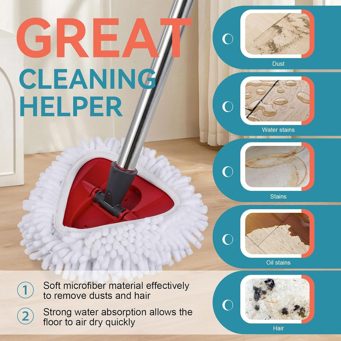 3 Pack Spin Mop Heads Replacements for Ocedar Easywring 1 Tank System Mop Replace Head Attachments, Microfiber Chenille Mop Pad Spin Mop Refill for O Cedar Mop Head