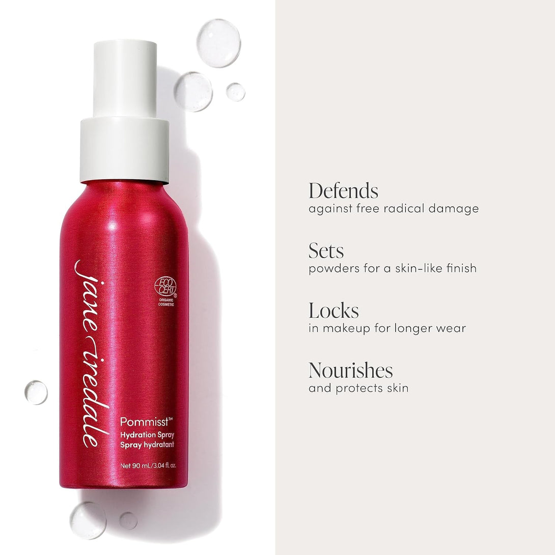 Jane Iredale POMMISST Hydration Spray Mineral Makeup Setting Spray with Antioxidants Hydrates and Conditions All Skin Types Vegan & Cruelty-Free