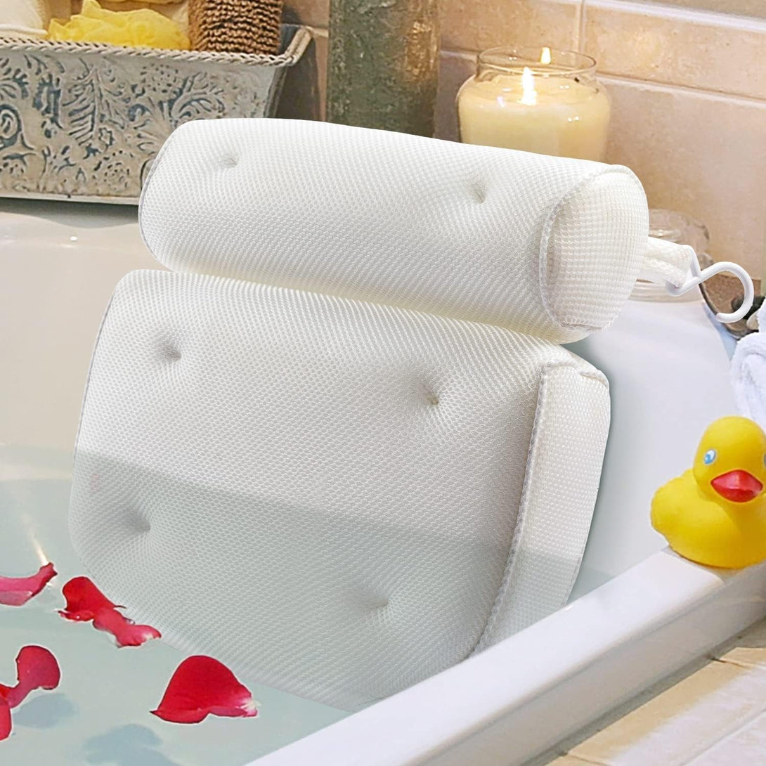 Bath Pillow for Tub, Luxury Bathtub Pillow Back Neck Support Pillow, Relaxing Spa Headrest Cushion for Women Adults Gifts, Must Have Comfort Bathtub Accessories