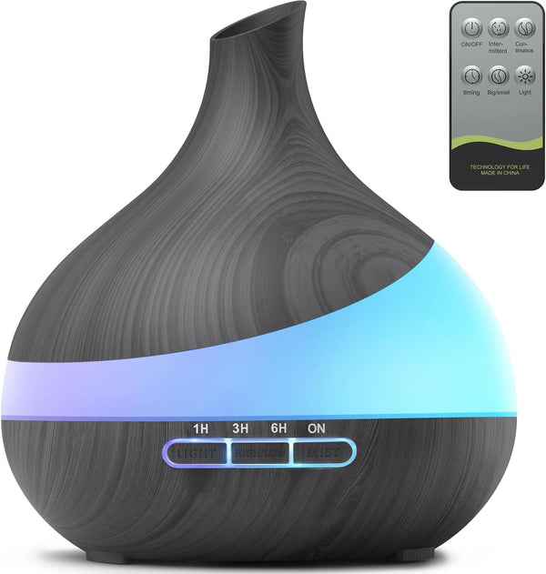 500ML Essential Oil Diffuser: Aroma Diffuser with Remote Control for Hotel Spa Yoga Room - Humidifier with 14 Colors LED Night Light for Bedroom Home Relaxation