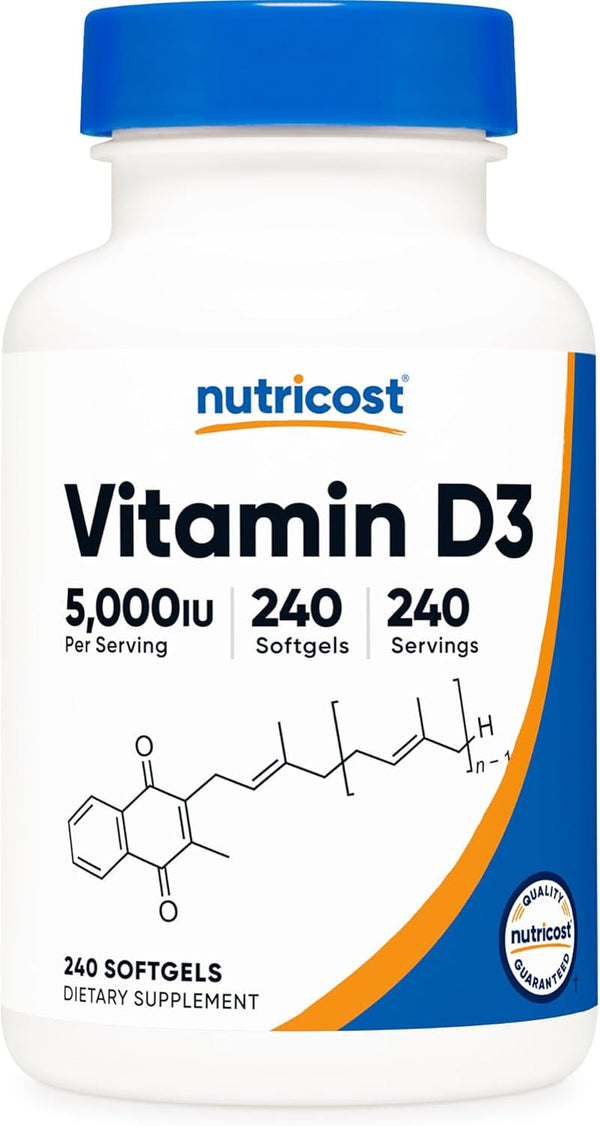 Nutricost Vitamin D3 5,000 IU (125Mcg), 240 Softgels - Non-Gmo and Gluten Free Vitamin D