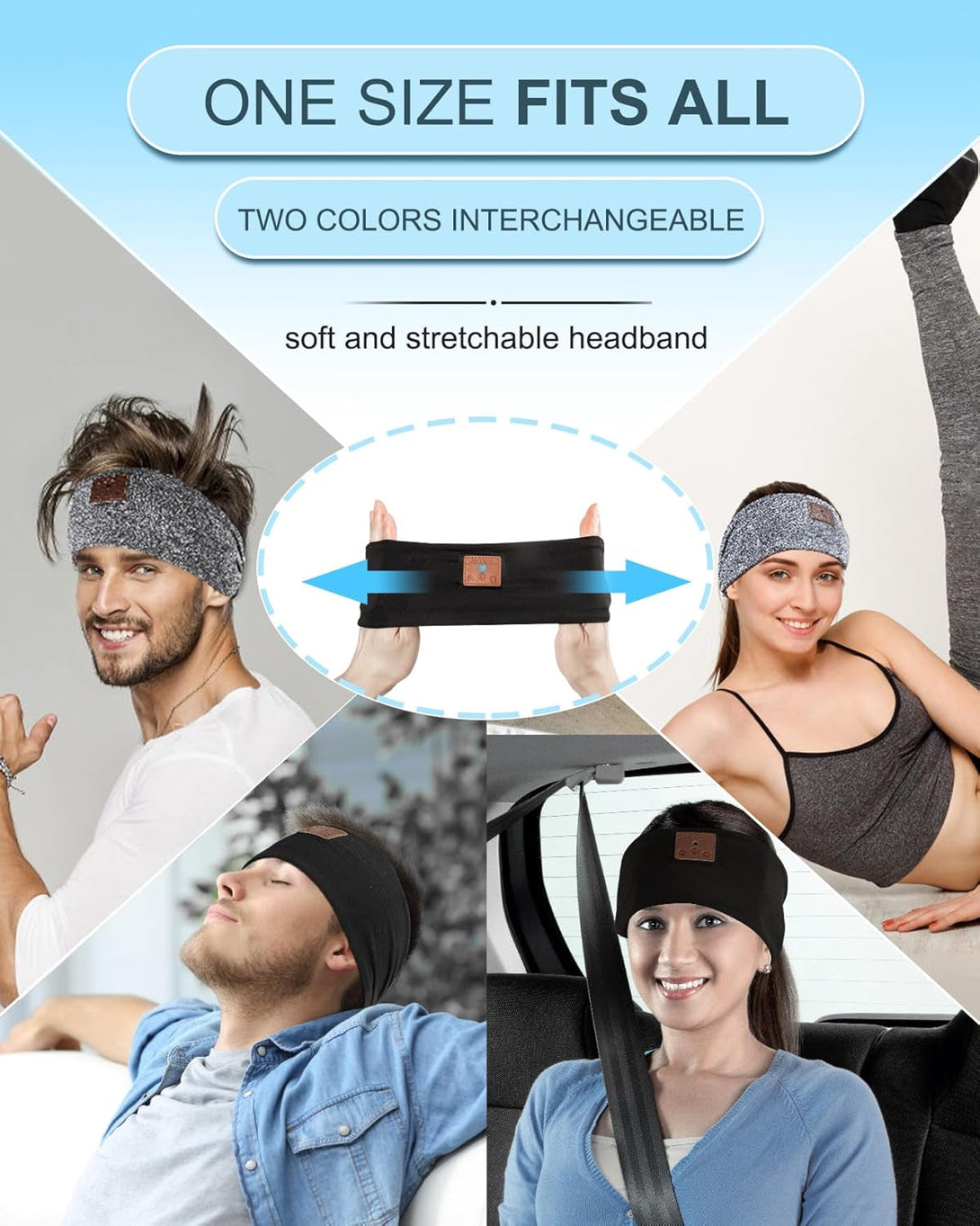 2-Pack Headband Headphones, Sleeping Headphones with Ultra-Thin HD Stereo Speaker, Bluetooth Headband Wireless for Sports, Workouts, Insomnia, Yoga, Air Travel, Meditation