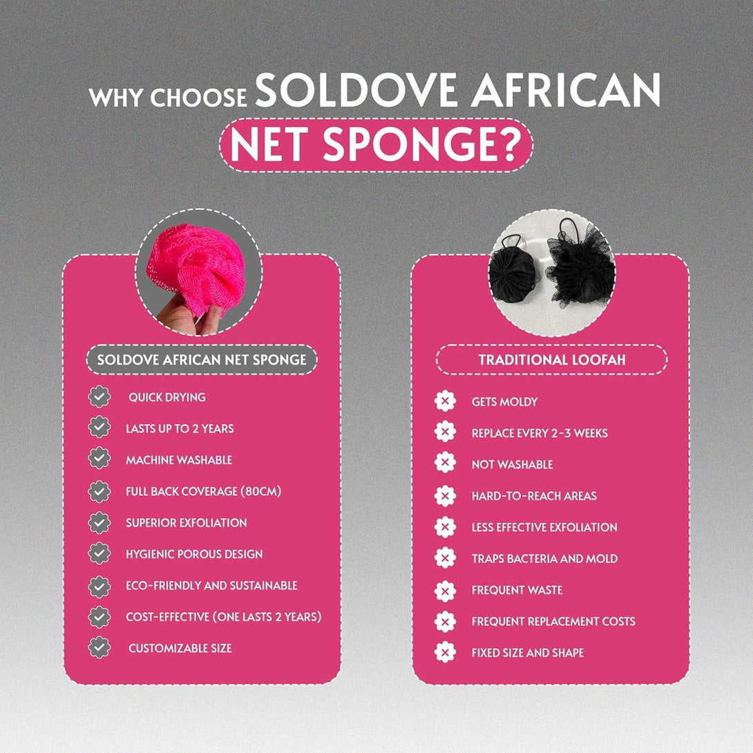 Bath Sponge Exfoliating Washcloth for Body African Net Shower Exfoliating Towel Back Scrubber Shower Rag Bath Accessories for Smoother Skin (Pink)