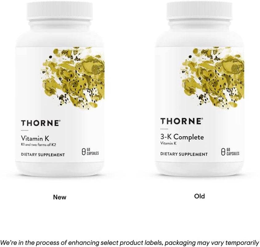 THORNE Vitamin K (Formerly 3-K Complete) - Vitamins K1 and K2 (As MK-4 and MK-7) - Supports Strong Bones* - 60 Capsules