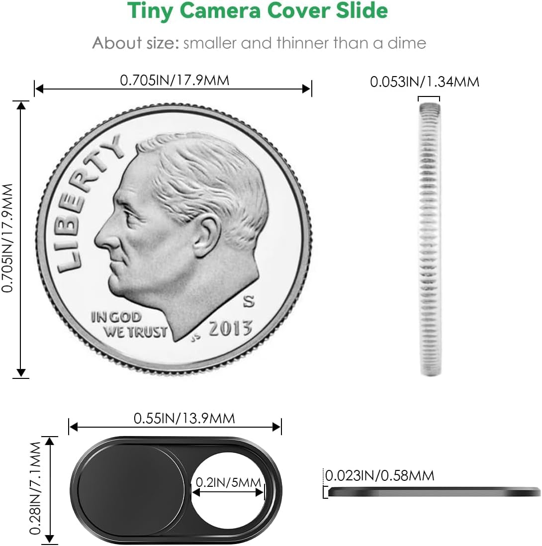 Cloudvalley Webcam Cover Slide[2-Pack], 0.023 Inch Ultra-Thin Metal Web Camera Cover for Macbook Pro, Imac, Laptop, PC, Ipad Pro, Iphone 8/7/6 Plus, Protect Your Visual Privacy [Black]