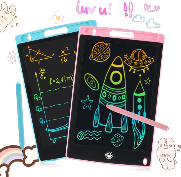 2 Pack LCD Writing Tablet, Electronic Drawing Writing Board, Erasable Drawing Doodle Board, Doodle Pad Toys for Kids Adults Learning & Education, 8.5In(Blue+Pink)