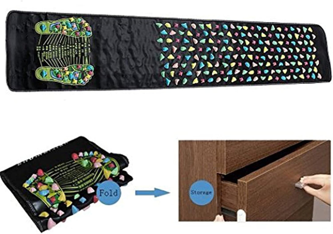 Joyzan Foot Massage Mat, Reflexology Leg Pain Walk Stone Road Acupoint anti Slip Rock Foldable Particle Pressure Point Pad Long Sitting Elderly Student Office Worker Acupressure Relaxes Relief