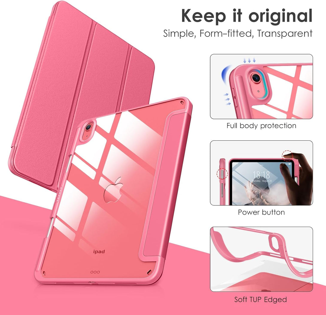 VIKESI Case for Ipad (A16) 11-Inch 2025 and Ipad 10Th Generation 10.9 Inch 2022, Clear Back and TPU Shockproof Frame Cover [Built-In Pencil Holder, Support Auto Sleep/Wake] - Watermelon
