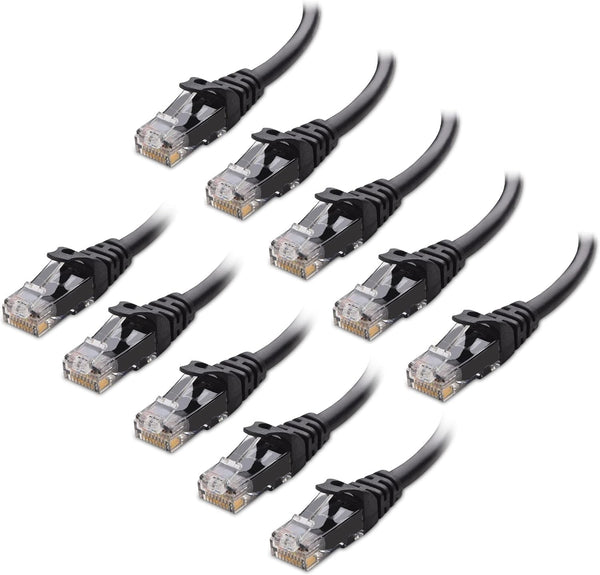 Cable Matters 10Gbps 10-Pack Snagless Cat 6 Ethernet Cable - 10Ft, Cat 6 Cable, Cat6 Cord, Ethernet Cord, Black