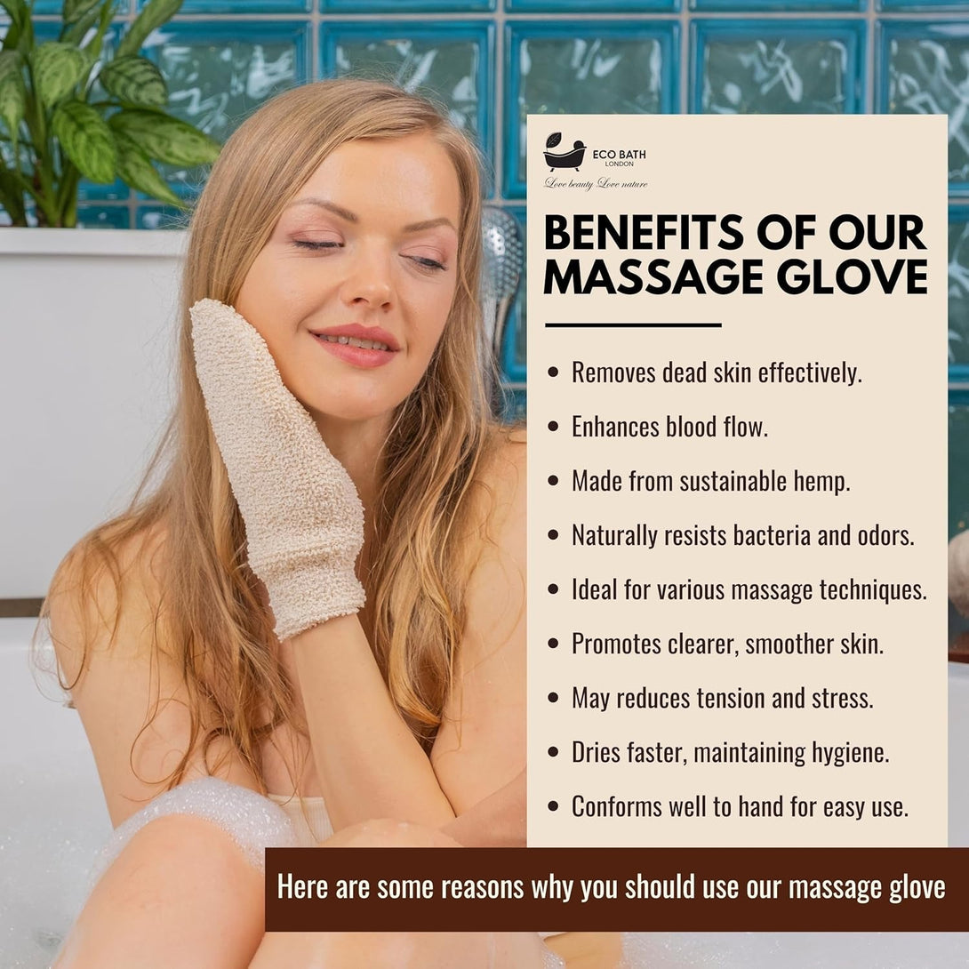 Flax Massage Gloves – Natural Exfoliating Mitts for Smooth, Radiant Skin – Sustainable and Eco-Friendly Bath Accessory