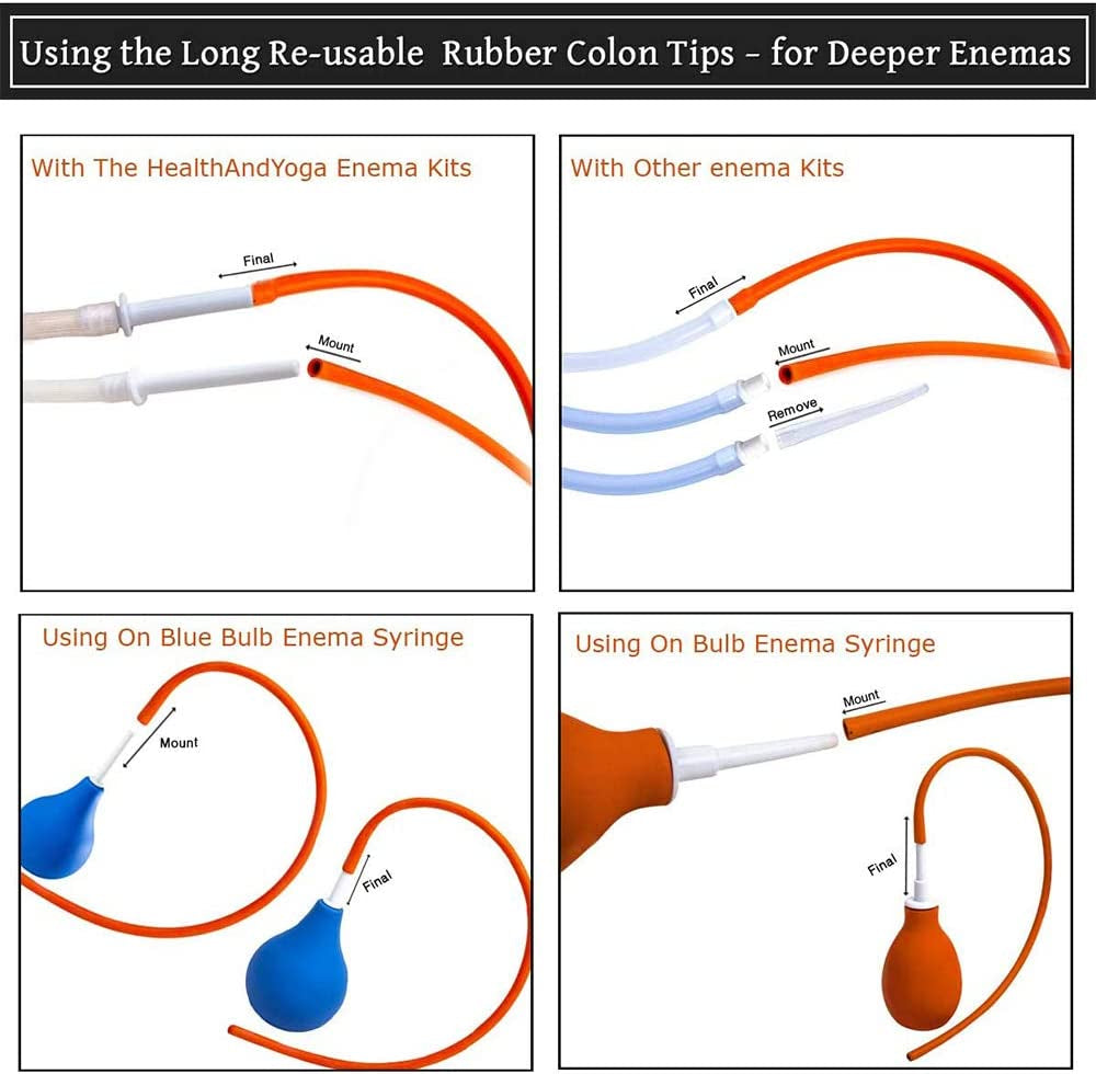 Healthandyoga™ Enema Rubber Colon Tube - Closed End (20” X 32 FR) - Long Red Latex Hose for Higher Deeper Gut Cleanse – Compatible Replaceable Supplies - Coffee Enema & Gerson’S Therapy (Pack of 1)