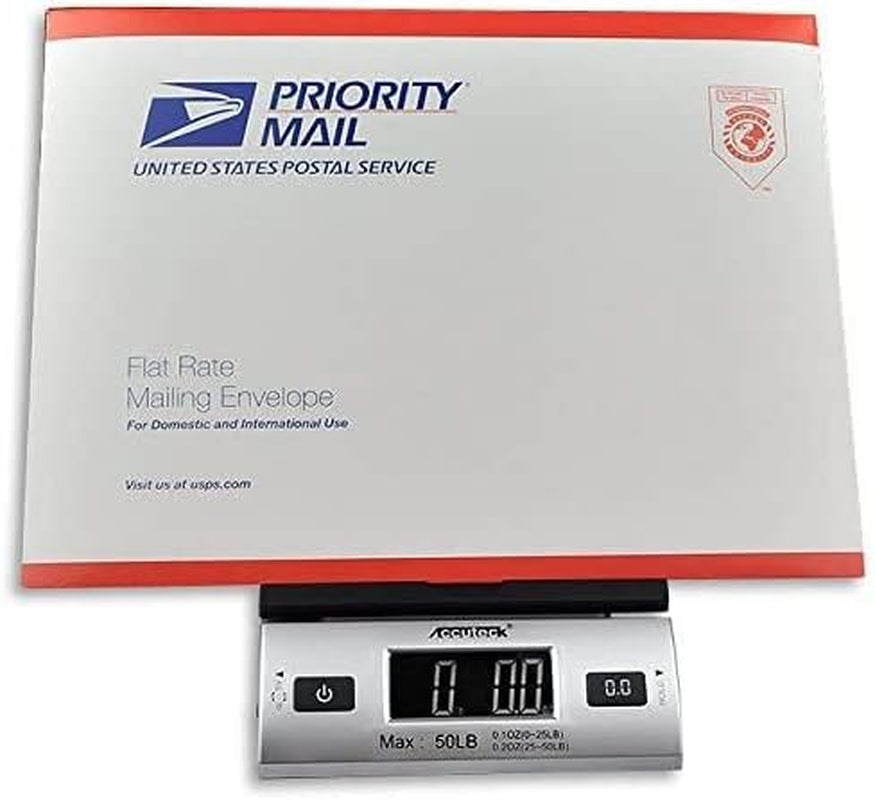 ACCUTECK All-In-1 Series W-8250-50Bs A-Pt 50 Digital Shipping Postal Scale with Ac Adapter, Silver