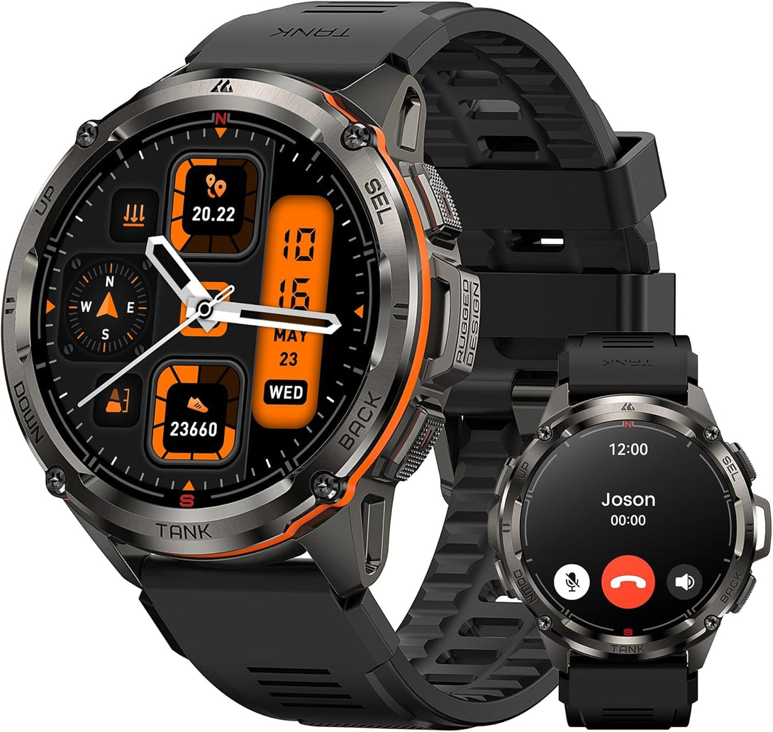 KOSPET Tank T3 Ultra Smart Watch for Men GPS, Extra-Long Battery, 50M Waterproof, Stainless Steel Unibody Rugged Smartwatch with Bluetooth Calling, 1.43" AMOLED Display, Pressure&Altitude&Compass