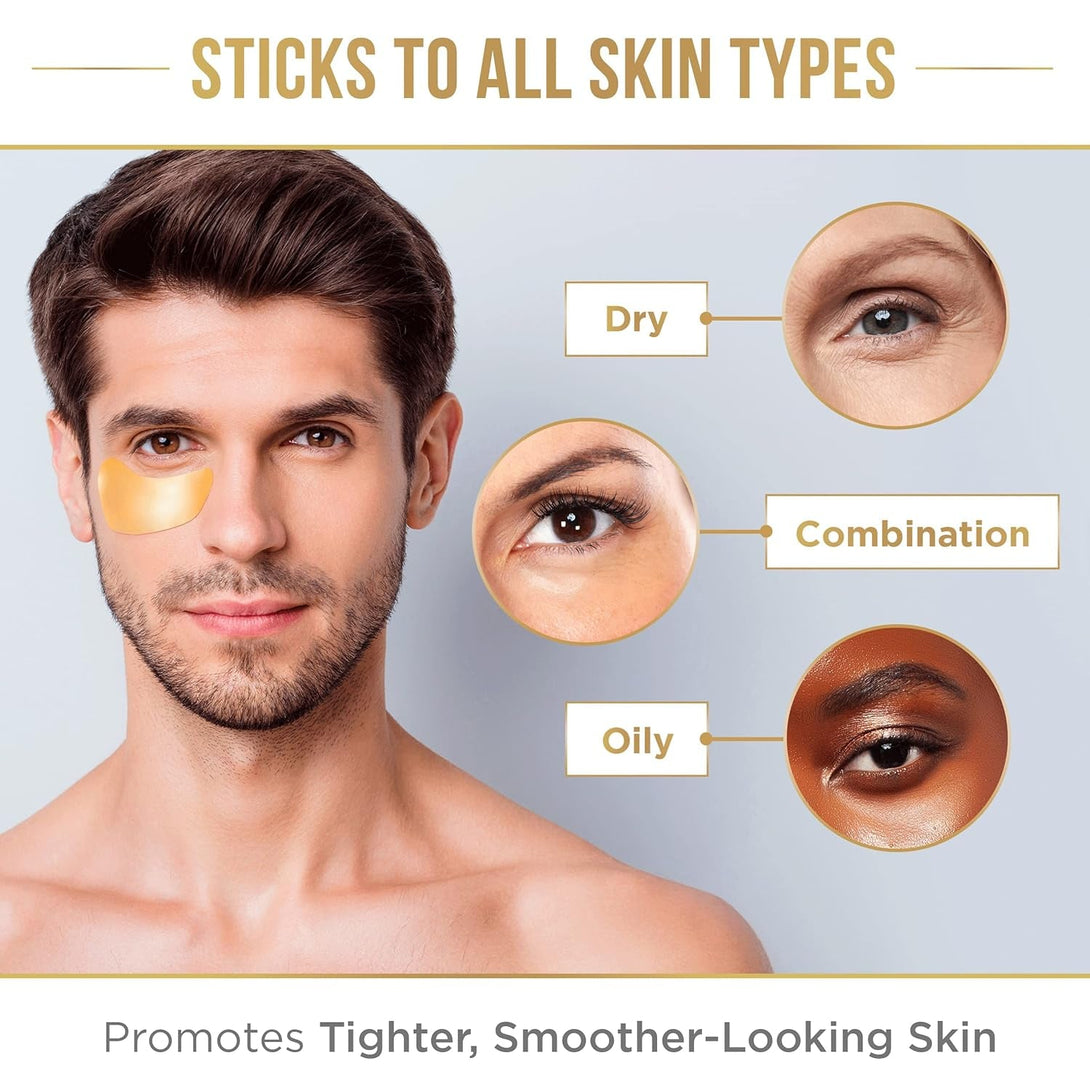 DERMORA Golden Glow under Eye Patches (15 Pairs Eye Gels) - Rejuvenating Treatment for Dark Circles, Puffy Eyes, Refreshing, Revitalizing, Travel, Wrinkles